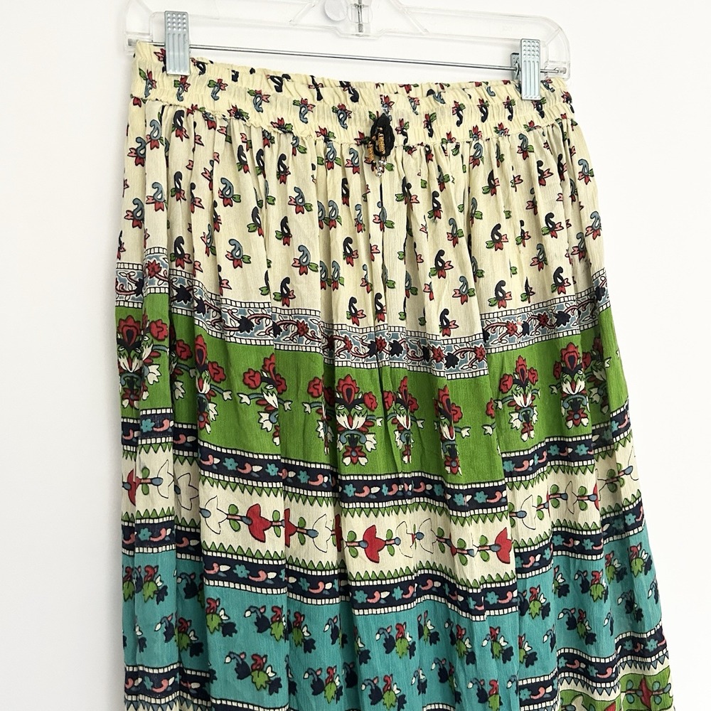 Tiered Gypsy Boho Maxi Skirt S/M Festival Cowgirl Country Peasant Broomstick